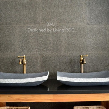 BALI 23"x16'' GRAY GRANITE BATHROOM VESSEL SINK