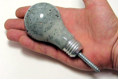 Concrete Light Bulb wall hooks and knobs