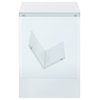 Convenience Concepts SoHo End Table in White Wood Finish and Clear Glass