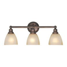 Craftmade Bradley 3-Light Vanity, Bronze, Tea Stained Glass