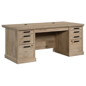 Sauder Mason Peak Engineered Wood Executive Desk in Prime Oak
