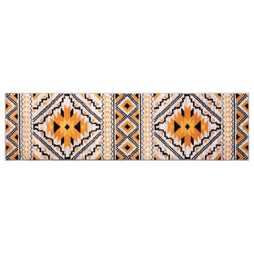Payson Collection Southwestern Area Rug - Olefin Rug with Cotton Backing, Orange, 3' X 10'