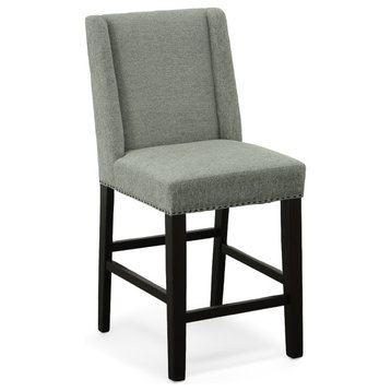 Laurant Upholstered 24 In Counter Stool Set of 2, Charcoal/Espresso