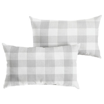 Stewart Grey Buffalo Plaid XL Lumbar Pillow, Set of 2