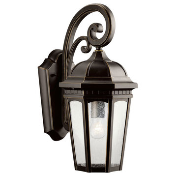 Kichler Courtyard 1 Light Outdoor Wall Sconce in Rubbed Bronze