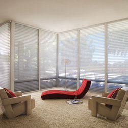 Contemporary Silver Living Room Custom Window Window Shadings by Hunter Douglas - Window Treatments