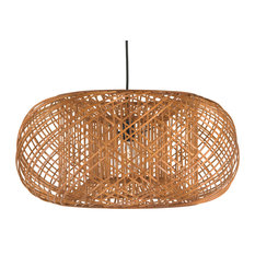 Bamboo Crisscross Pendant Lamp, Rustic Brown
