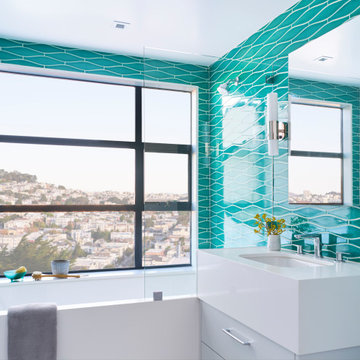Green Wave Tile Bathroom in Bora Bora
