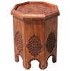 Octagon Floral Relief Carving Side End Table
