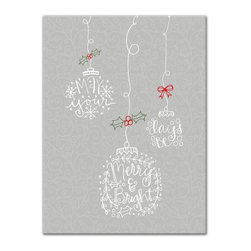 DDCG - "Merry and Bright" Christmas Ornaments Canvas Wall Art, 18"x24" - Prints And Posters