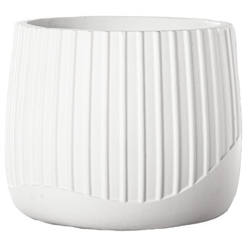 Urban Trends Cement Round Pot With White Finish 53622