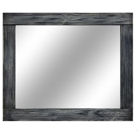 Natural Rustic Style Vanity Mirror, Vintage Ebony, 36"x30"