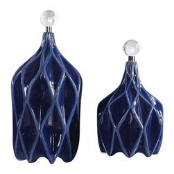 Uttermost - Uttermost Klara Geometric Bottles, S/2 - Decorative Jars And Urns