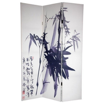 6' Tall Double Sided Bamboo Calligraphy Canvas Room Divider