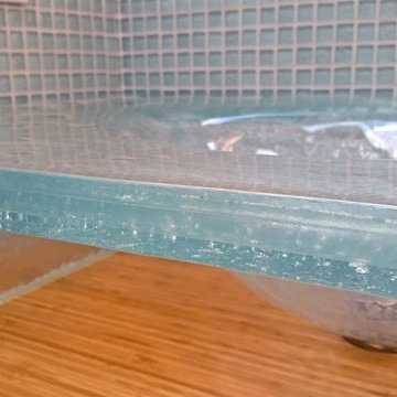 Kiln Formed Integral Master Bathroom Countertop with two slumped oval sinks