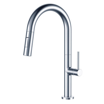 Fine Fixtures Pull Down Single Handle Kitchen Faucet, Polished Chrome