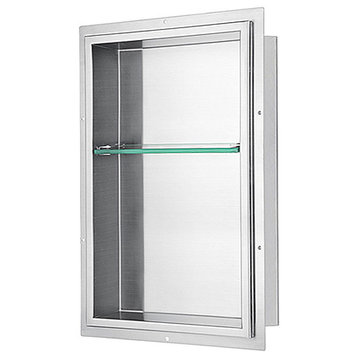 Dawn FNIBN2414 Stainless Steel Finished Shower Niche with One Glass Shelf