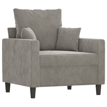 vidaXL Sofa Accent Living Room Single Sofa Chair with Armrest Light Gray Velvet