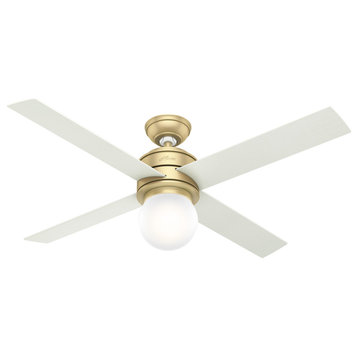 Hunter Fan Company  52" Hepburn  Ceiling Fan With Light With Wall Control, White
