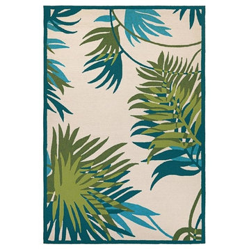 Couristan Covington Jungle Leaves Rug, Ivery and Forest Green, 2'x4'