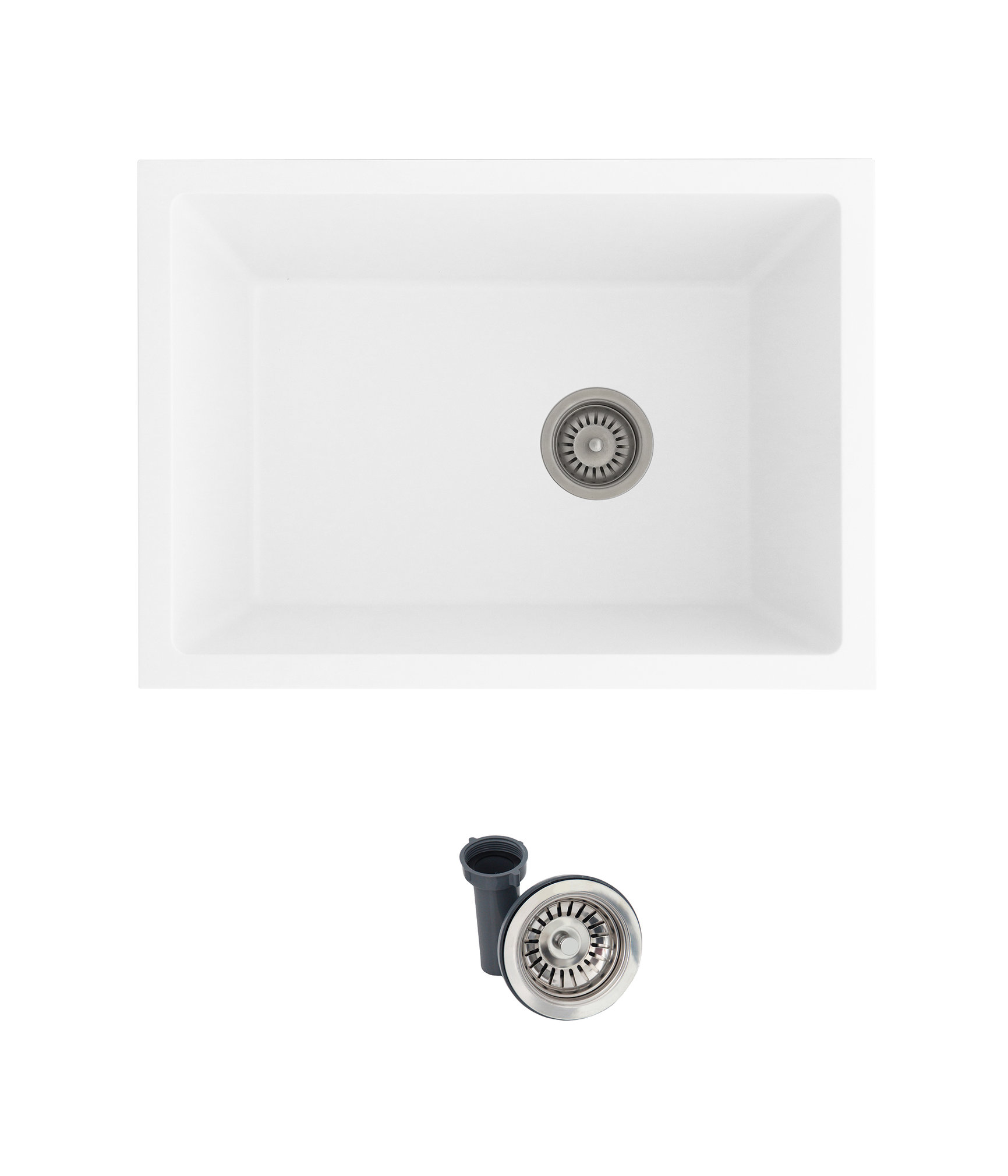 25 inch Dual Mount Single Bowl White Granite Laundry Sink S-825H
