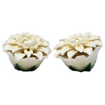 Cosmos Gifts Corp - Daisy Salt and Pepper Shakers, Set of 2 - Switch out your average salt and pepper dispensers for the delicate Daisy Salt and Pepper Shakers. Shaped like white daisies, these hand-painted porcelain shakers make elegant accent pieces on a kitchen or dining table.
