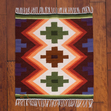 Novica Handmade Inca Cross Wool Rug (2X2.5)