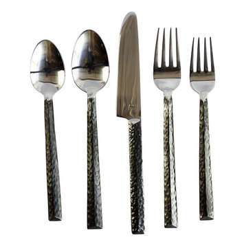 Haussmann Hammered Triangle Flatware 5 Pc Setting X 4 Place Settings