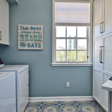 White & Blue Custom Kitchen | Sarasota Real Estate Photographer Rick Ambrose