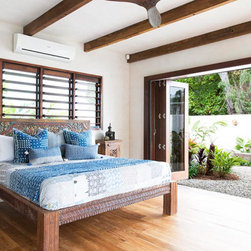 Breezway Louvres with timber blades provide privacy when closed and ventilation - Windows