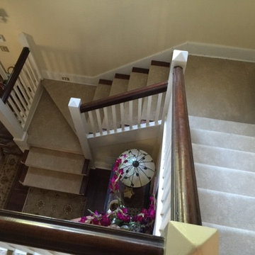 Arts & Crafts Custom stairs and rails Brazilian Cherry Before & After