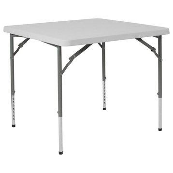 Flash Furniture 33.5" Square Plastic Folding Table in Granite White