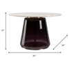 Marble Top, 19" Coffee Table Glass Base, Purple/White