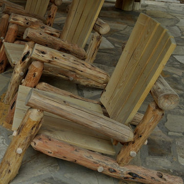 Locust Picnic Table and Adirondack Chairs