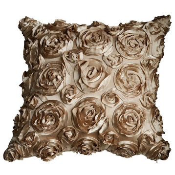 Textured Rose Pillow, Champagne, 18"x18", Without Insert