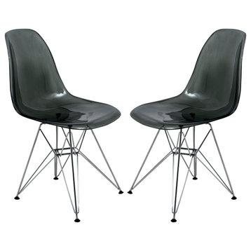Cresco Molded Eiffel Side Chair, Set of 2, Transparent Black, CR19TBL2