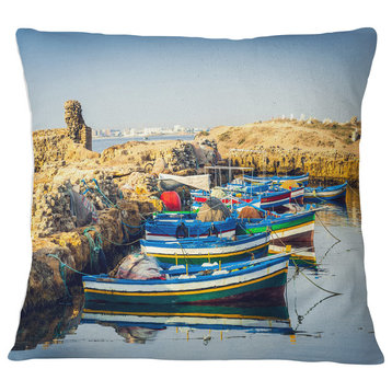Ancient Phoenician Port Africa Landscape Printed Throw Pillow, 16"x16"