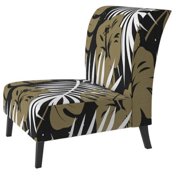 Black and White Tropical  Chair, Slipper Chair
