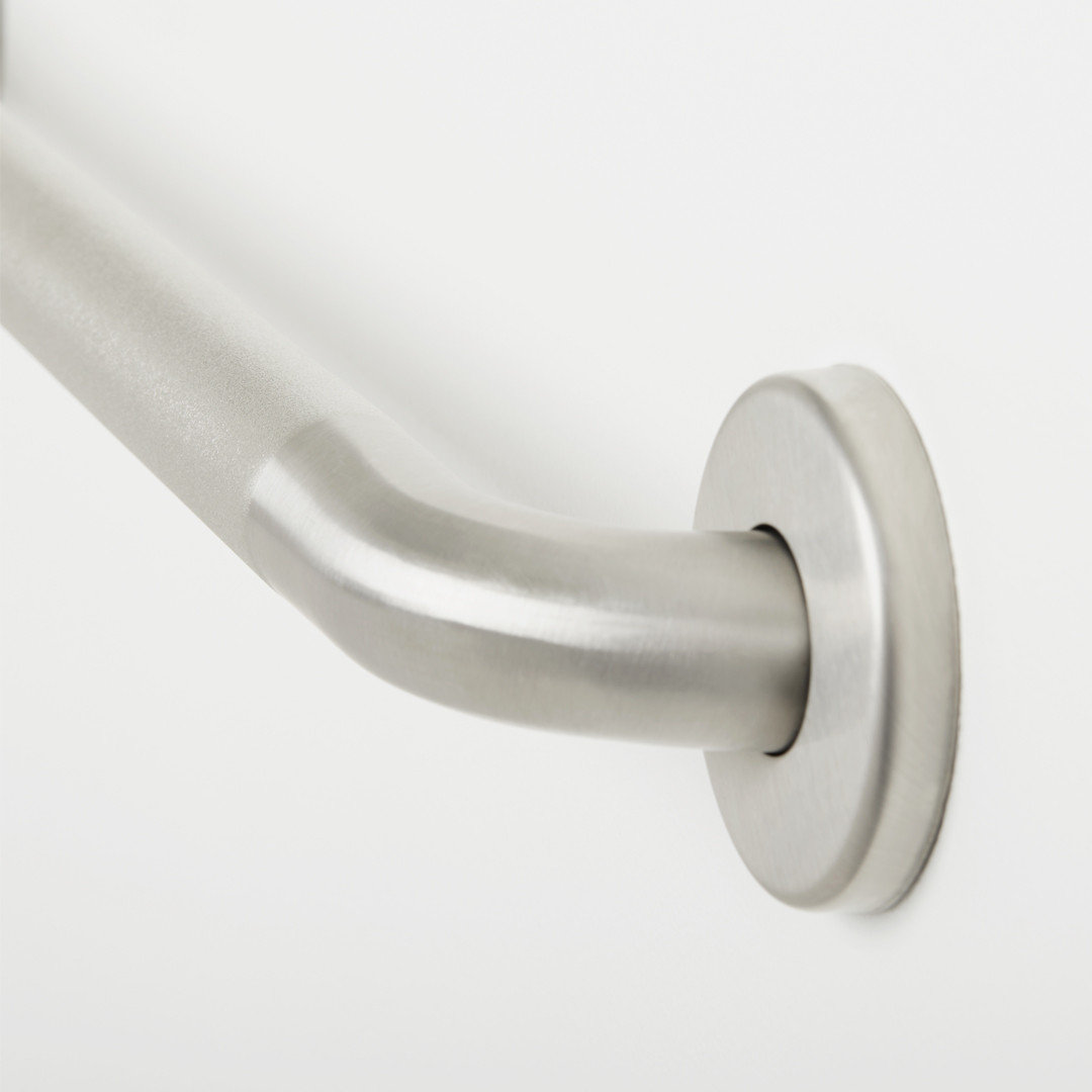 12" Stainless Steel Wall Mount Peened Bathroom Shower Grab Bar with Satin Ends