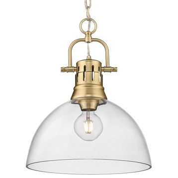 Golden Lighting Duncan Pendant With Chain Brushed Champagne Bronze/Clear Glass