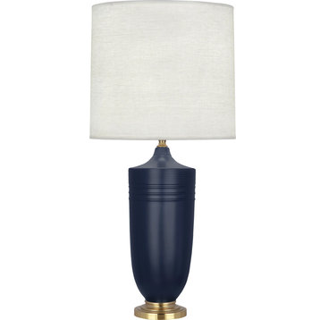 Michael Berman Hadrian Table Lamp, Matte Midnight Blue and Modern Brass