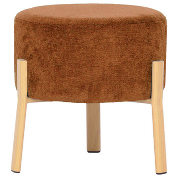 Fabric Upholstered Ottoman With Wood Finish Metal Legs