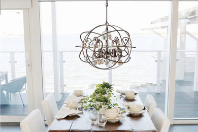 Example of a transitional dining room design in New York