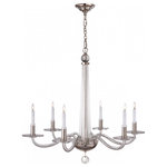 Visual Comfort - Robinson Chandelier, 6-Light, Polished Nickel, Clear Glass, 32"W - This beautiful chandelier will magnify your home with a perfect mix of fixture and function. This fixture adds a clean, refined look to your living space. Elegant lines, sleek and high-quality contemporary finishes.Visual Comfort has been the premier resource for signature designer lighting. For over 30 years, Visual Comfort has produced lighting with some of the most influential names in design using natural materials of exceptional quality and distinctive, hand-applied, living finishes.