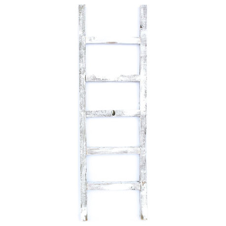 BarnwoodUSA Rustic 4' Wooden Decorative Ladder, 100% Reclaimed Wood, White