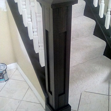 custom handrail, shoerail, spindles and newel posts