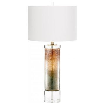 Stardust Table Lamp, 1-Light, Lunar Brown, Glass, Off White Linen Shade, 33"H