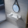 31" Polystone Rectangular Wall Mounted Sink Onl, Matte White, No Faucet