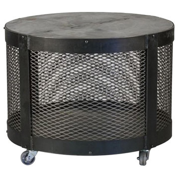 Side Table COLBY COCKTAIL Ebony Black Galvanized Tin Cold-Rolled