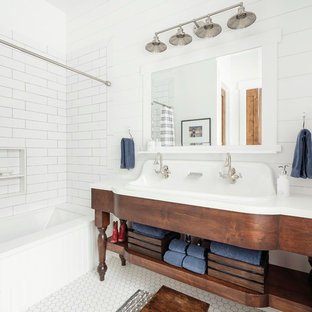 75 Most Popular Farmhouse Bathroom With A Trough Sink Design